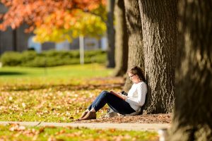 student on bascom hill