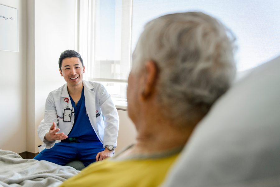 medical student speaking with patient