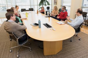 discussions around table